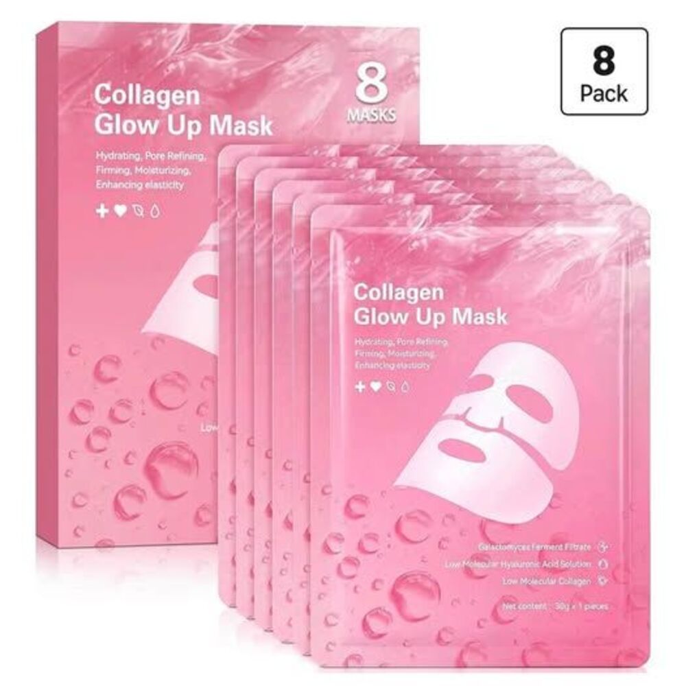 Puisa Collagen Glow Up Hydrogel Face Masks – 8 Pack Overnight Hydrating